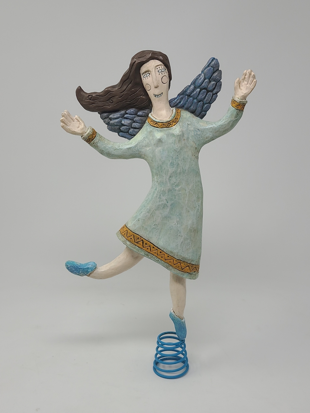 Whimsical Dancing Angel Tree Topper Folk Art